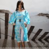 Tunique femme soie et feutre bleu et blanc - Sous un ciel d'été