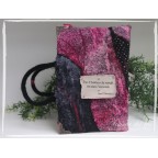 Petit sac à livre en feutre et soie bleu, noir et rose "Sakabook Jean d'Ormesson-rose "