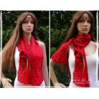 Bandeau femme rouge en soie et feutre artisanal "Joli coquelicot"