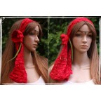 Bandeau femme rouge en soie et feutre artisanal "Joli coquelicot"