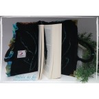 Petit sac à livre en feutre et soie, noir, turquoise et brun "Sakabook Romain Gary"