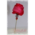 Broche pic à chapeau fleur, rose clair et fluchsia en soie peinte à la main "Rosalie"