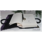 Petit sac à livre en feutre et soie, noir, violet et rose "Sakabook Nietzsche2"