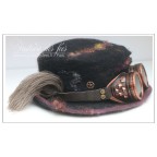 Chapeau steampunk noir, rose et ocre en feutre artisanal  "Betsie"
