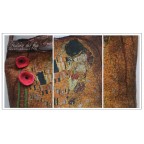 Sac femme, ocre, rouge, noir et vert en feutre et soie « Balade romantique avec Klimt »