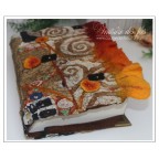 Sac à livre en feutre et soie beige et orange"Sakabook Klimt"