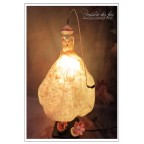 Lampe robe en feutre artisanal, blanc cassé, rose et vert « Romantisme enchanté »