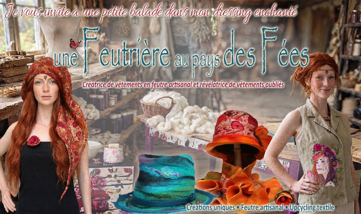Cr&eacute;ations uniques en feutre et v&ecirc;tements upcycl&eacute;s